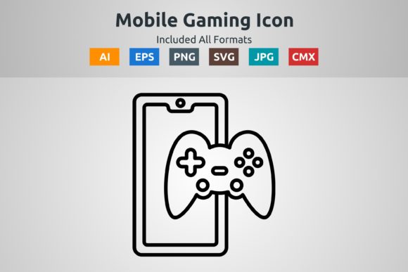 Mobile Gaming Vector Outline Icon Graphics for Crafts