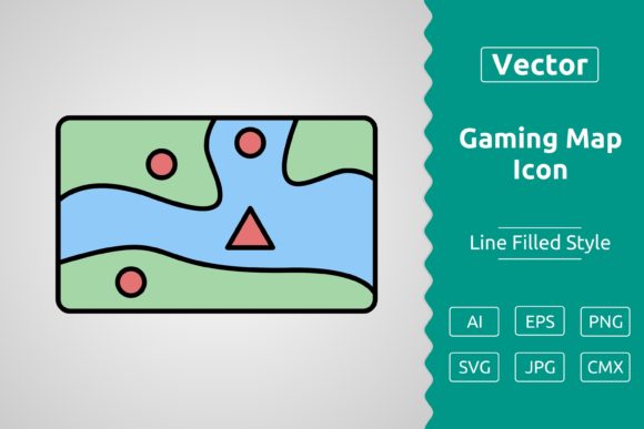 Vector Gaming Map Filled Outline Icon for Graphics and Icons