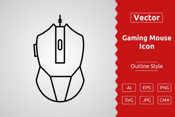 Vector Gaming Mouse Outline Icon Design for Graphics & Icons