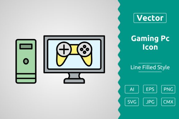 Vector Gaming Pc Filled Outline Icon for Graphics and Icons