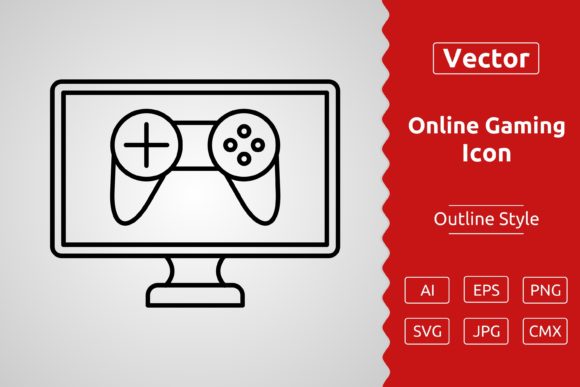 Vector Online Gaming Outline Icon Design for Graphics and Icons